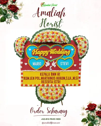 Karangan Papan Bunga Pernikahan di Sindutan
